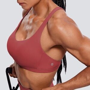 CRZ YOGA Women's Strappy Sports Bra - Criss Cross Back Padded Medium Support
